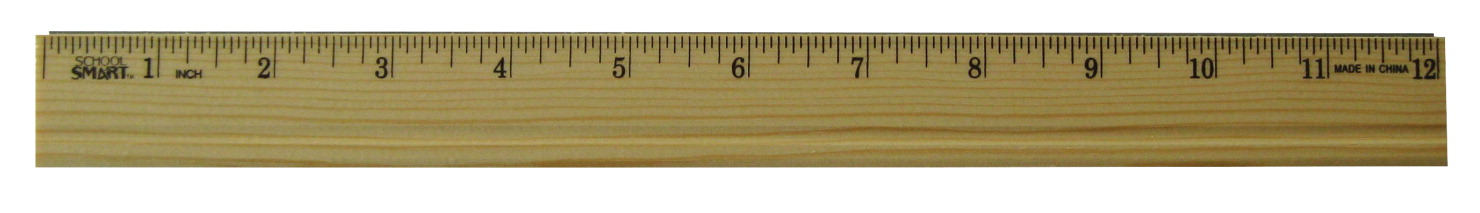 Ninghai Taisen Stationary Co Ltd School Smart Inches Single Bevel Wood/Metal Edge Ruler, 12 L x 1-1/8 W x 5/32 Thick in, Woo