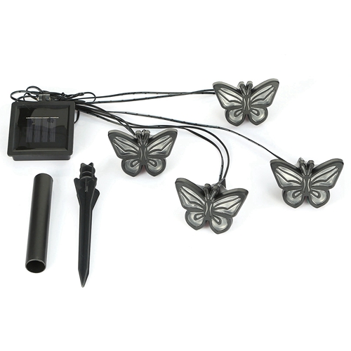 KOCASO imountek Solar Powered Butterfly 4 LED String Lights Sensor Outdoor Garden Lamp Decor