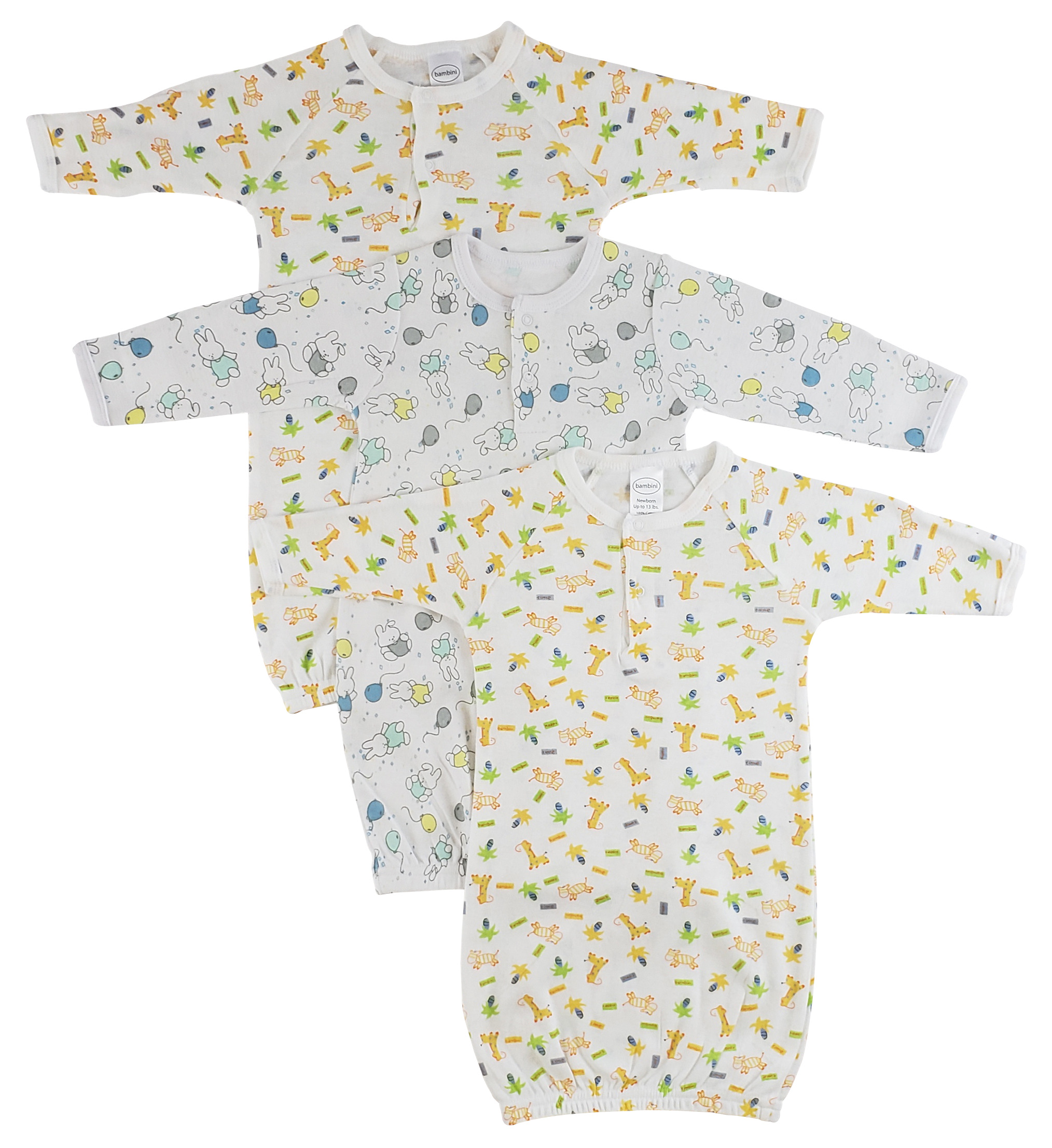 Bambini Infant Gowns - 3 Pack - Newborn