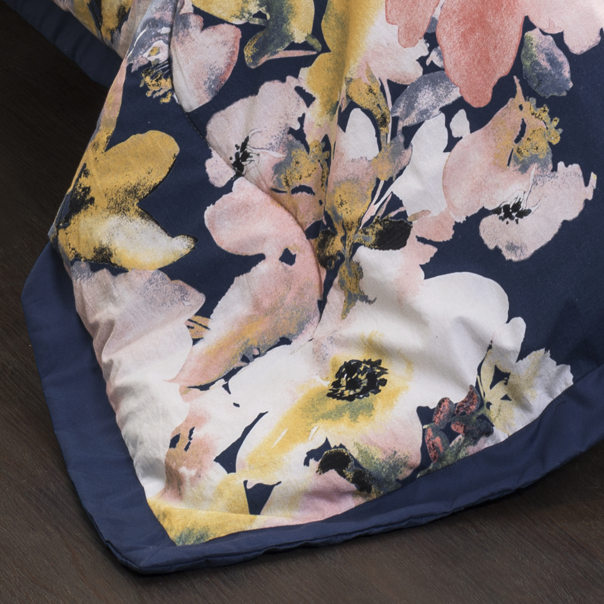 Lush Decor Floral Watercolor Comforter Blue 7Pc Set King