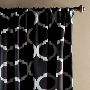 Half Moon Geo Blackout Black Window Curtain Set 52x84