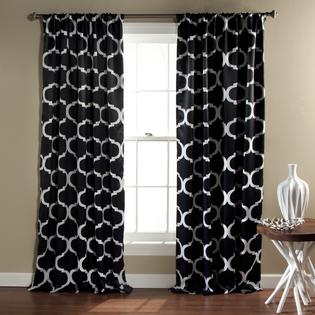 Half Moon Geo Blackout Black Window Curtain Set 52x84