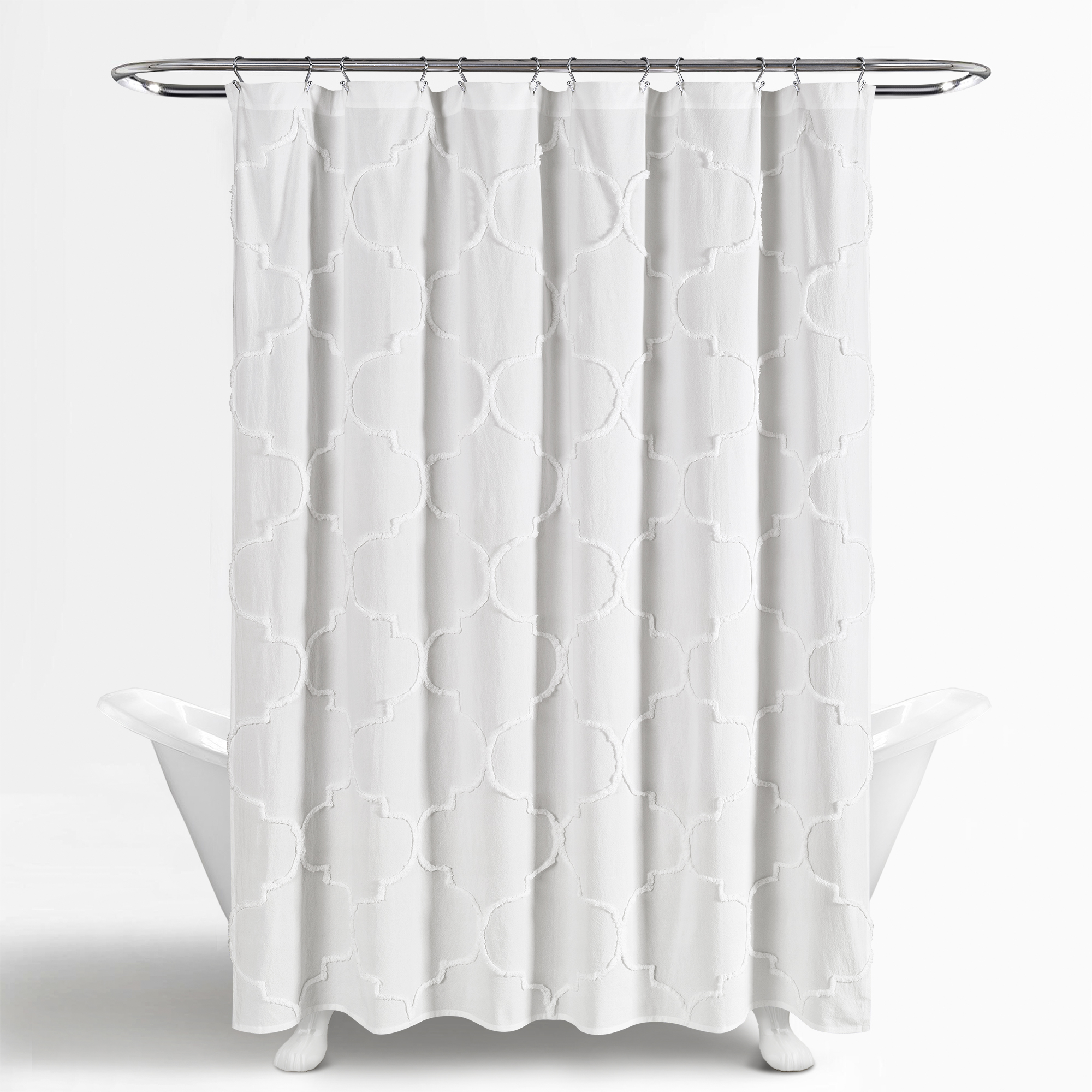 Lush Decor Avon Chenille Trellis Shower, Black And White Trellis Shower Curtain