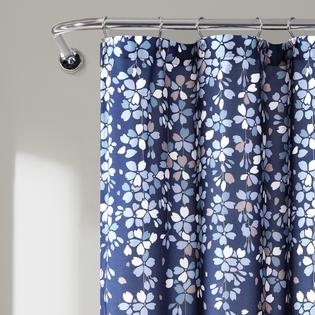 Lush Decor Weeping Flower Shower Curtain Navy Single 72X72
