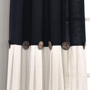 Lush Decor Linen Button Window Curtain Panels Single Black White 40x84 Lush Decor Linen Button Window Curtain Panels Single Black White 40x84