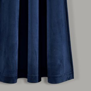 Half Moon Prima Velvet Solid Room Darkening Window Curtain Panels Navy