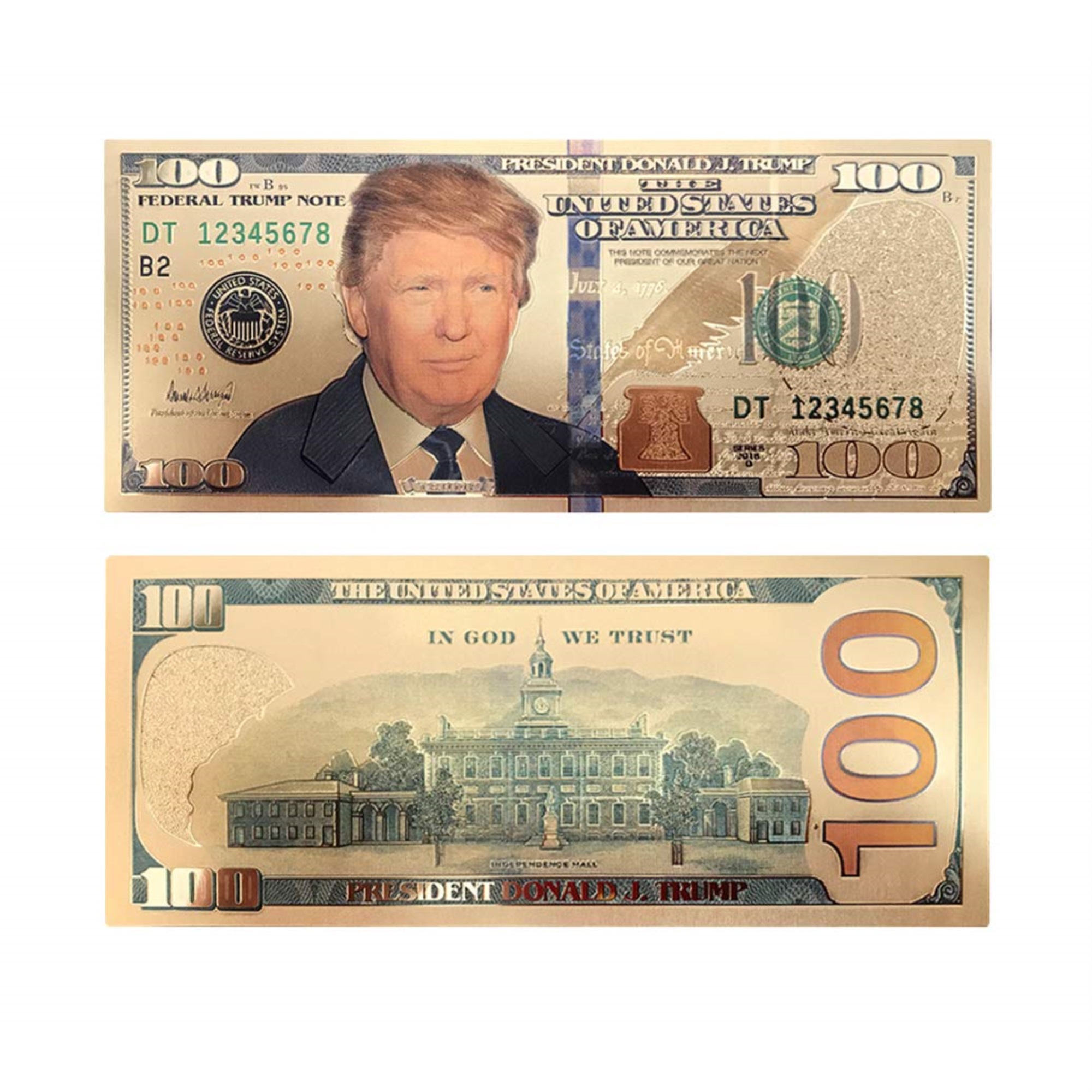 blinkee 100 USD President Donald Trump Collectible Gold Plated Fake Bank Note
