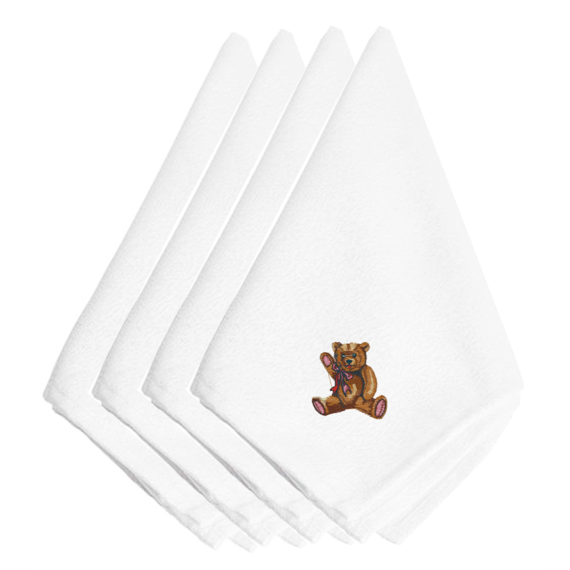 Caroline's Treasures "Caroline's Treasures EMBT2988NPKE Christmas Bear Embroidered Napkins (Set of 4), 20"", Multicolor"