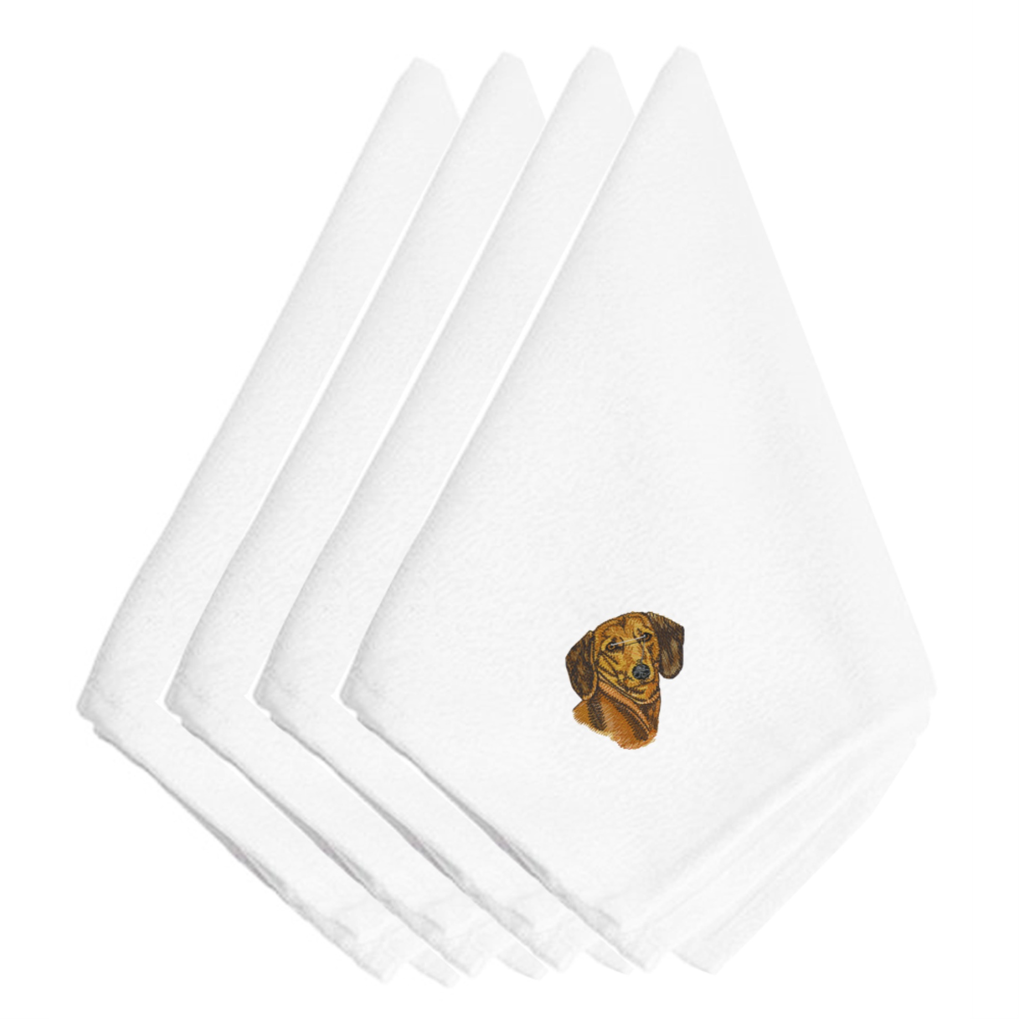 Caroline's Treasures "Caroline's Treasures EMBT2400NPKE Dachshund Embroidered Napkins (Set of 4), 20"", Multicolor"