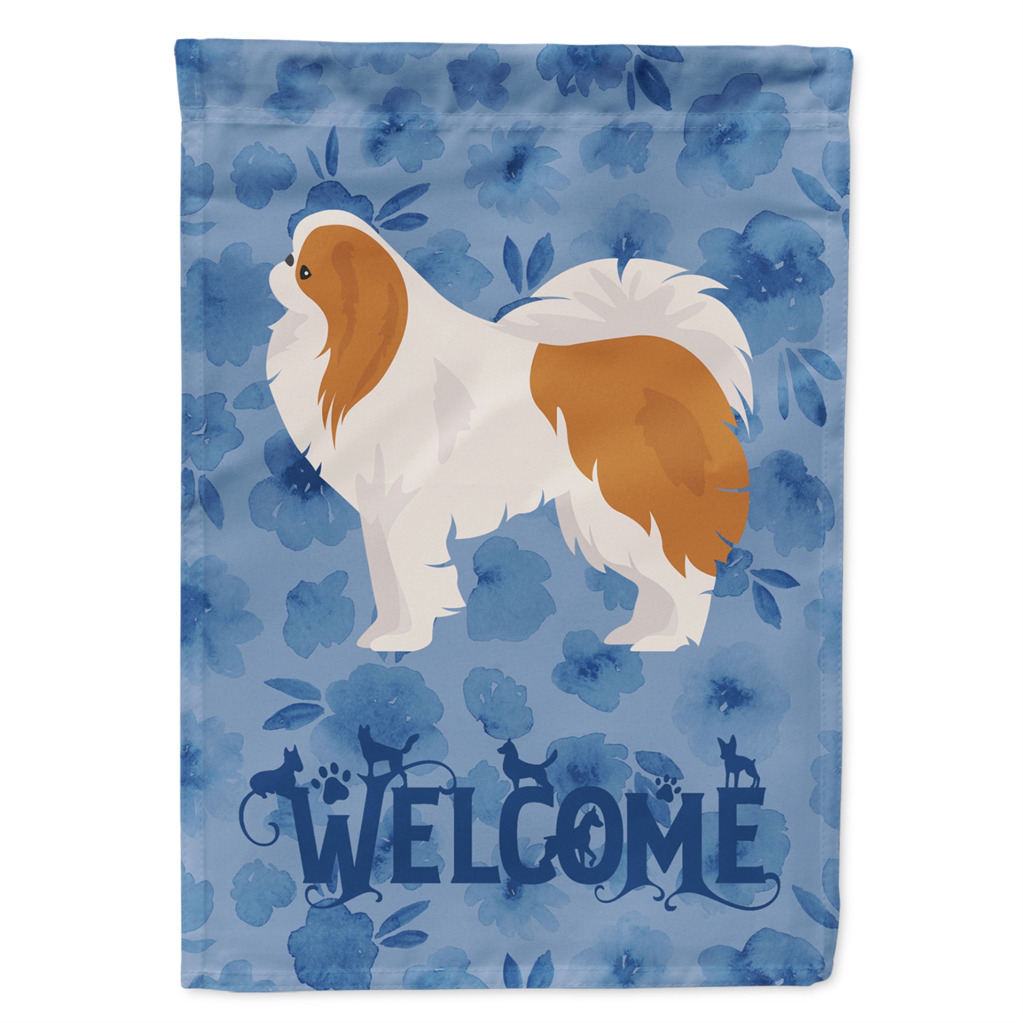 Caroline's Treasures "Caroline's Treasures CK6004CHF Japanese Chin #1 Welcome Canvas House Size Outdoor-Flags, Multicolor"