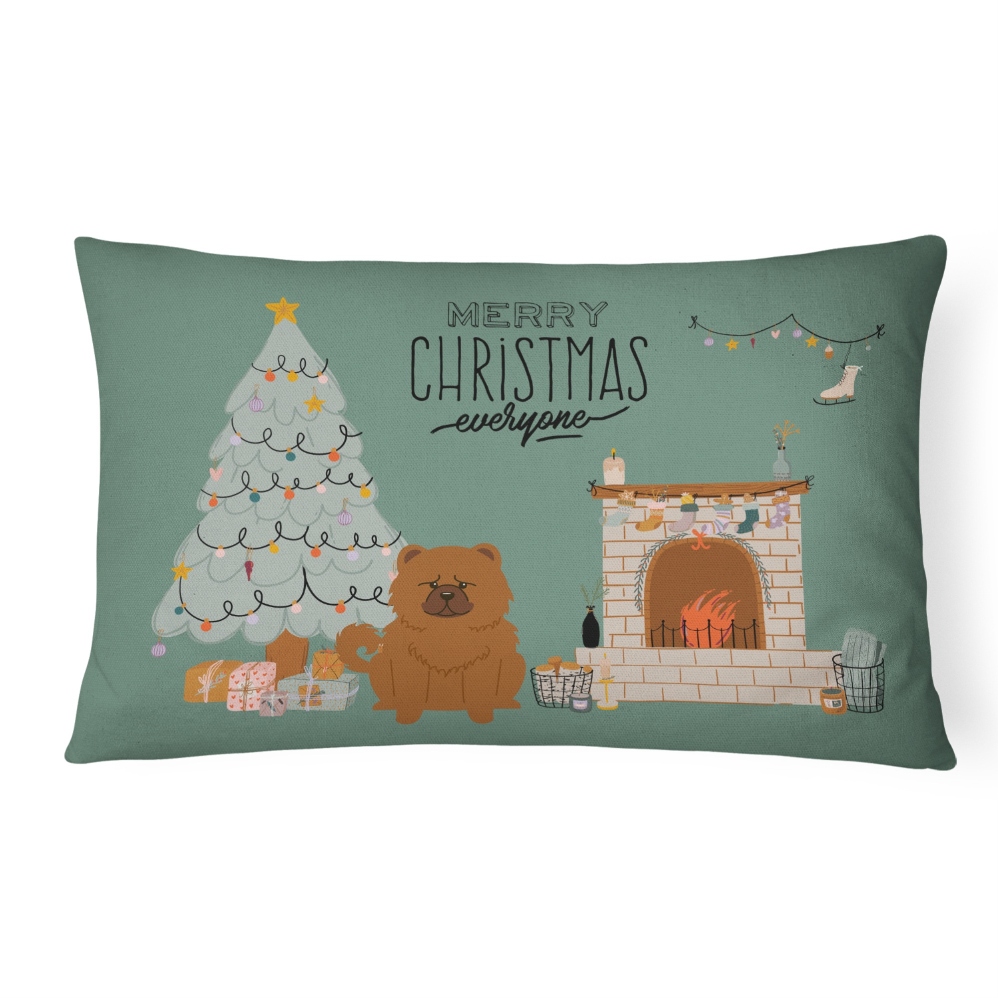 Caroline's Treasures CK7705PW1216 Red Chow Christmas Everyone Canvas Fabric Decorative Pillow Patio-Furniture-Pillows, Multicolor"