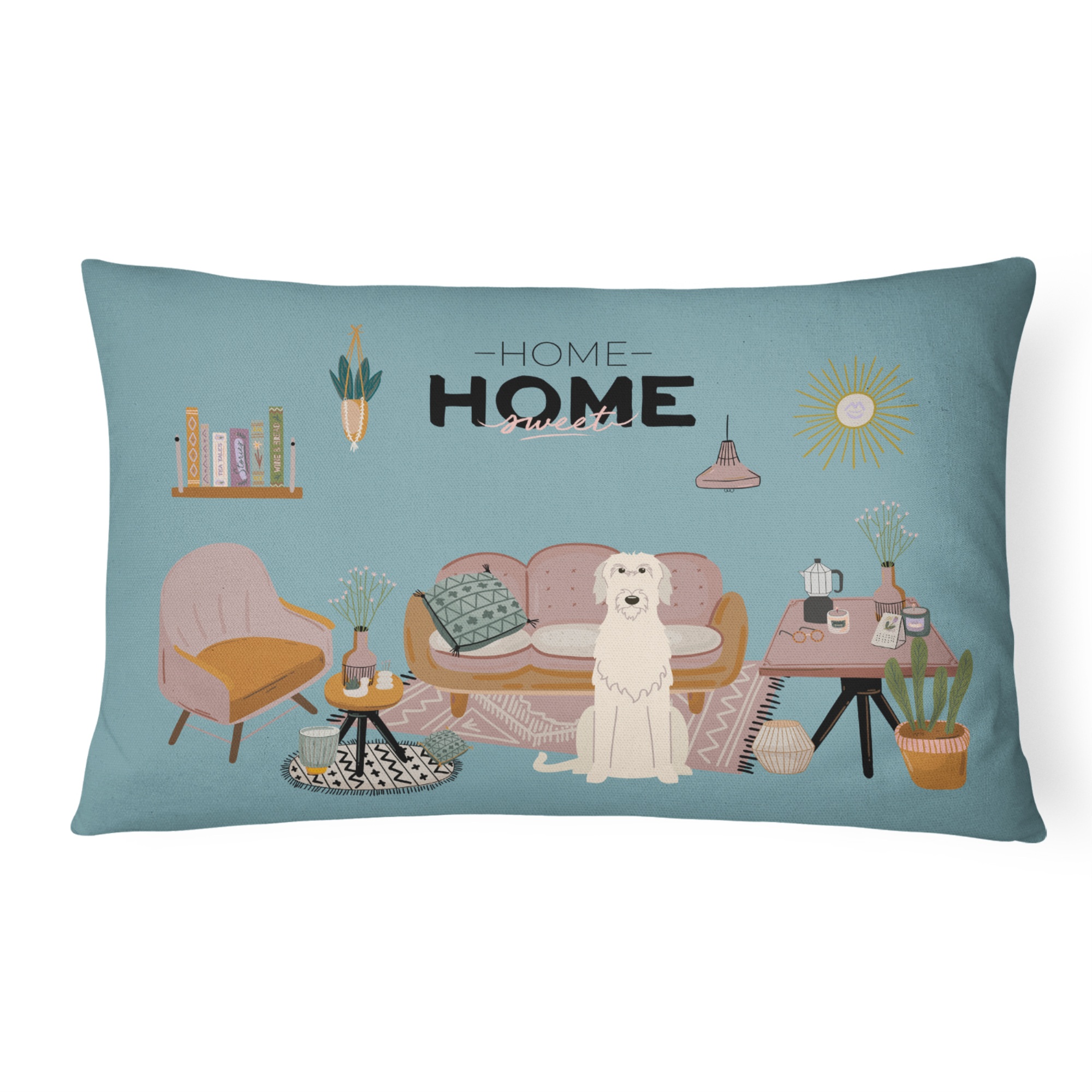 Caroline's Treasures CK7910PW1216 Irish Wolfhound Sweet Home Canvas Fabric Decorative Pillow Patio-Furniture-Pillows, Multicolor"