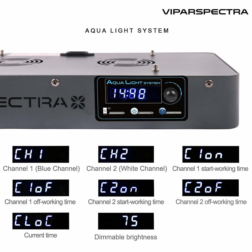 VIPARSPECTRA Timer Control 165W LED Aquarium Light Dimmable Full Spectrum for Coral Reef Grow Fish Tank