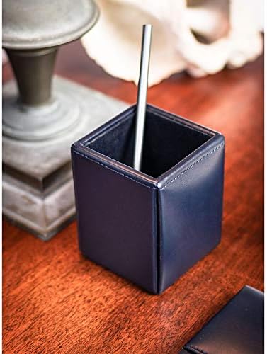 Dacasso Navy Blue Bonded Leather Pencil Cup
