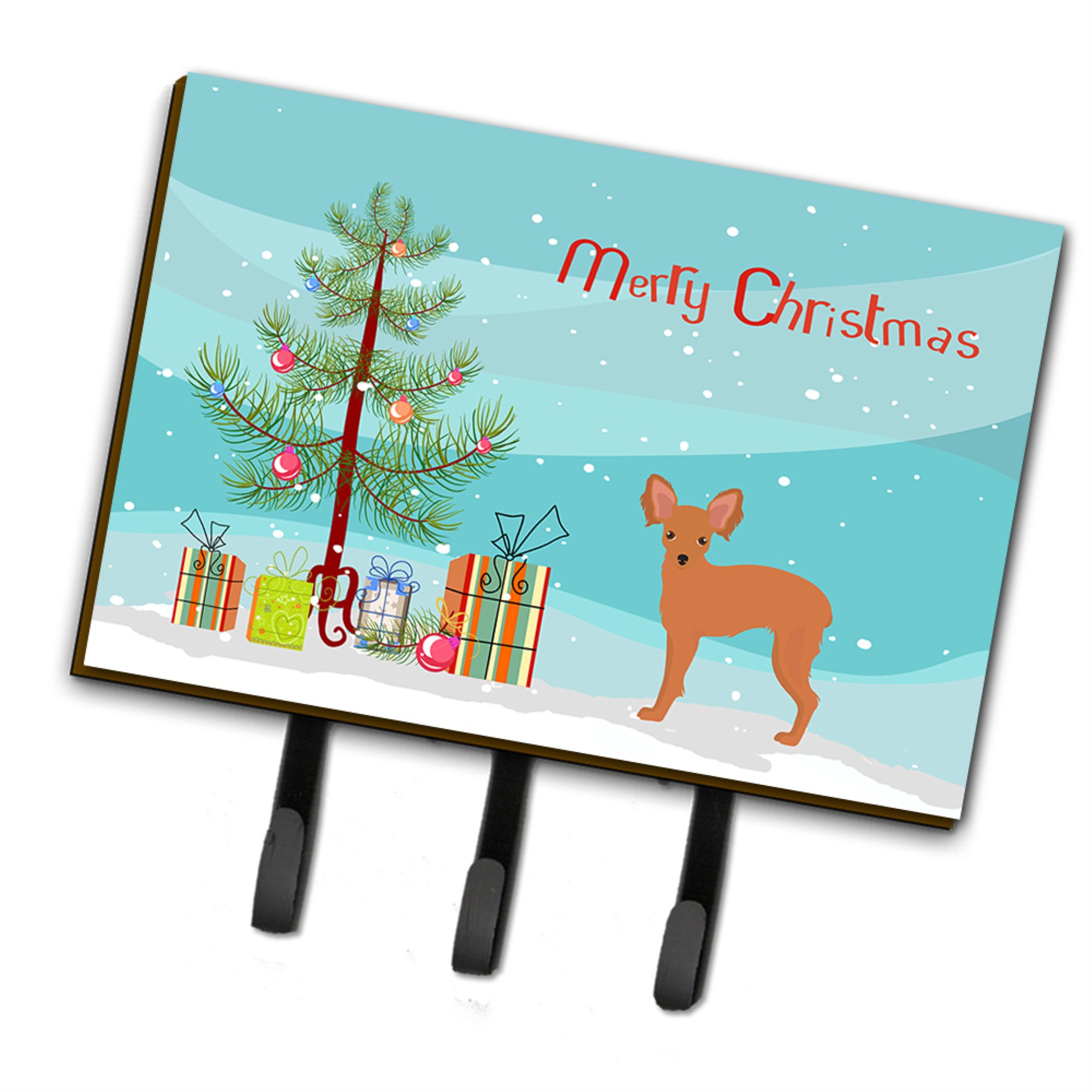 Caroline's Treasures "Caroline's Treasures Russkiy Russian Toy Terrier Christmas Tree Leash or Key Holder hooks, Multicolor"