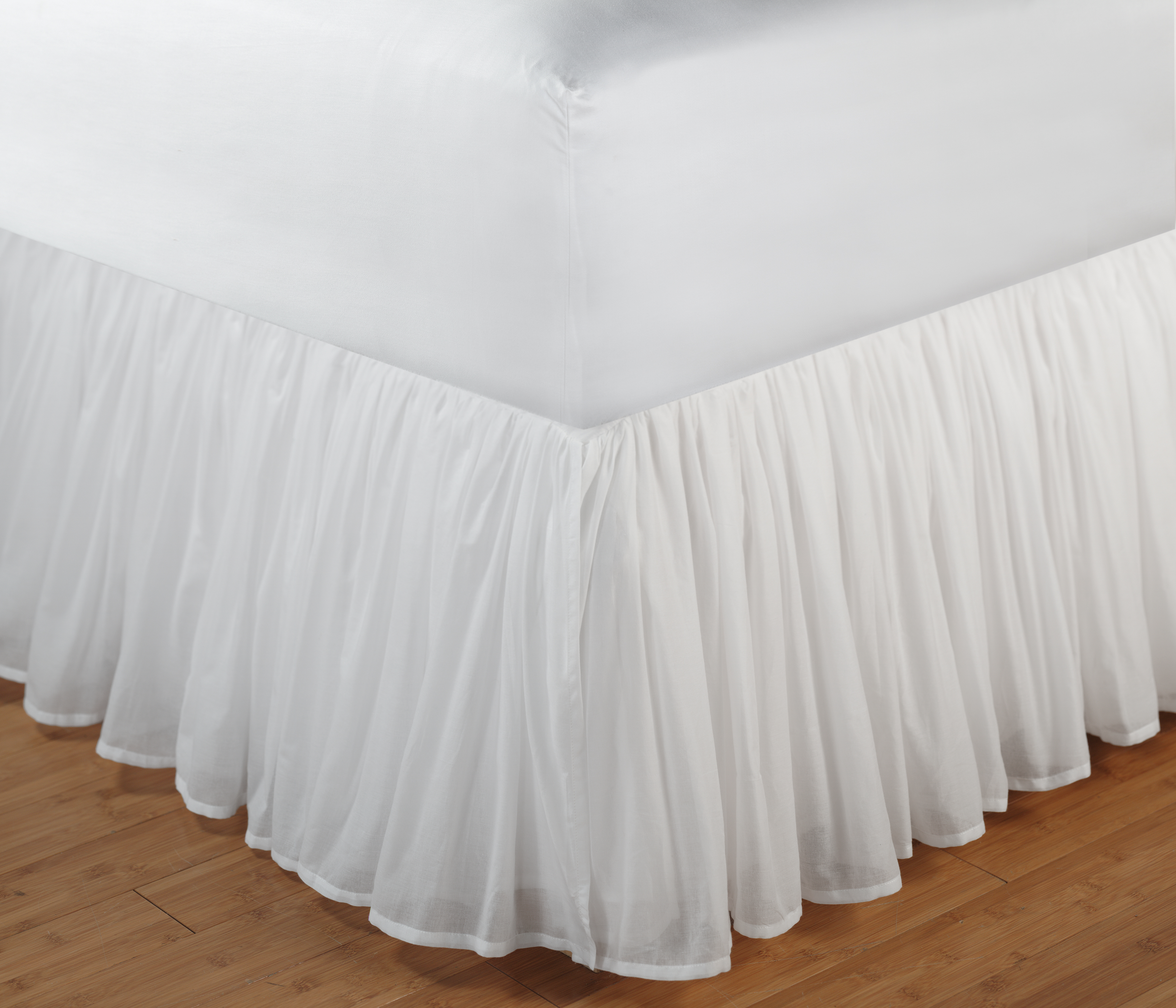 Greenland Home Fashions Cotton VoileWhiteBed Skirt 15Twin, White