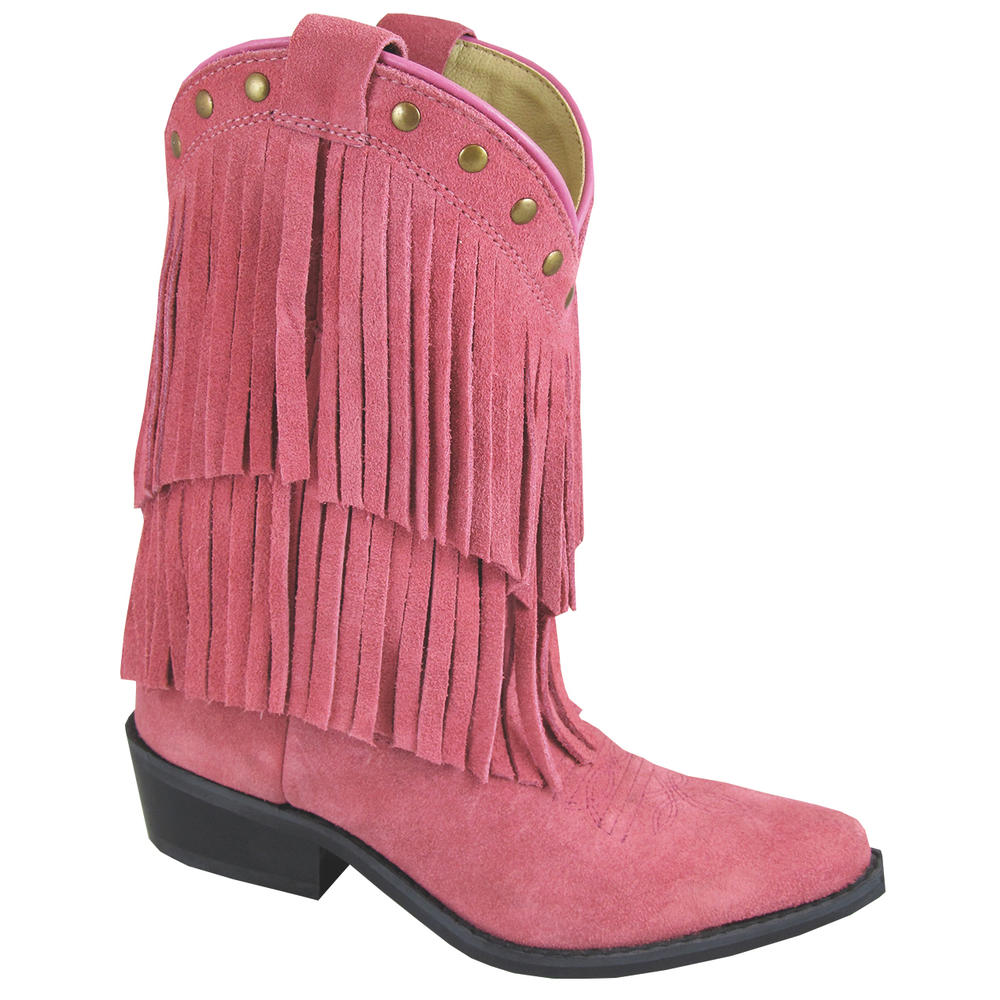 Smoky Mountain Kid's Wisteria Pink Double Fringe Leather Cowboy Boot