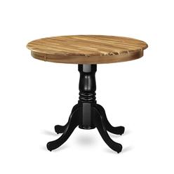 East West Furniture AMT-NBK-TP Antique Dining Table Made of Acacia Wood offering Wood Texture Table Top, 36 Inch Round, Wirebrushed Black Pedest