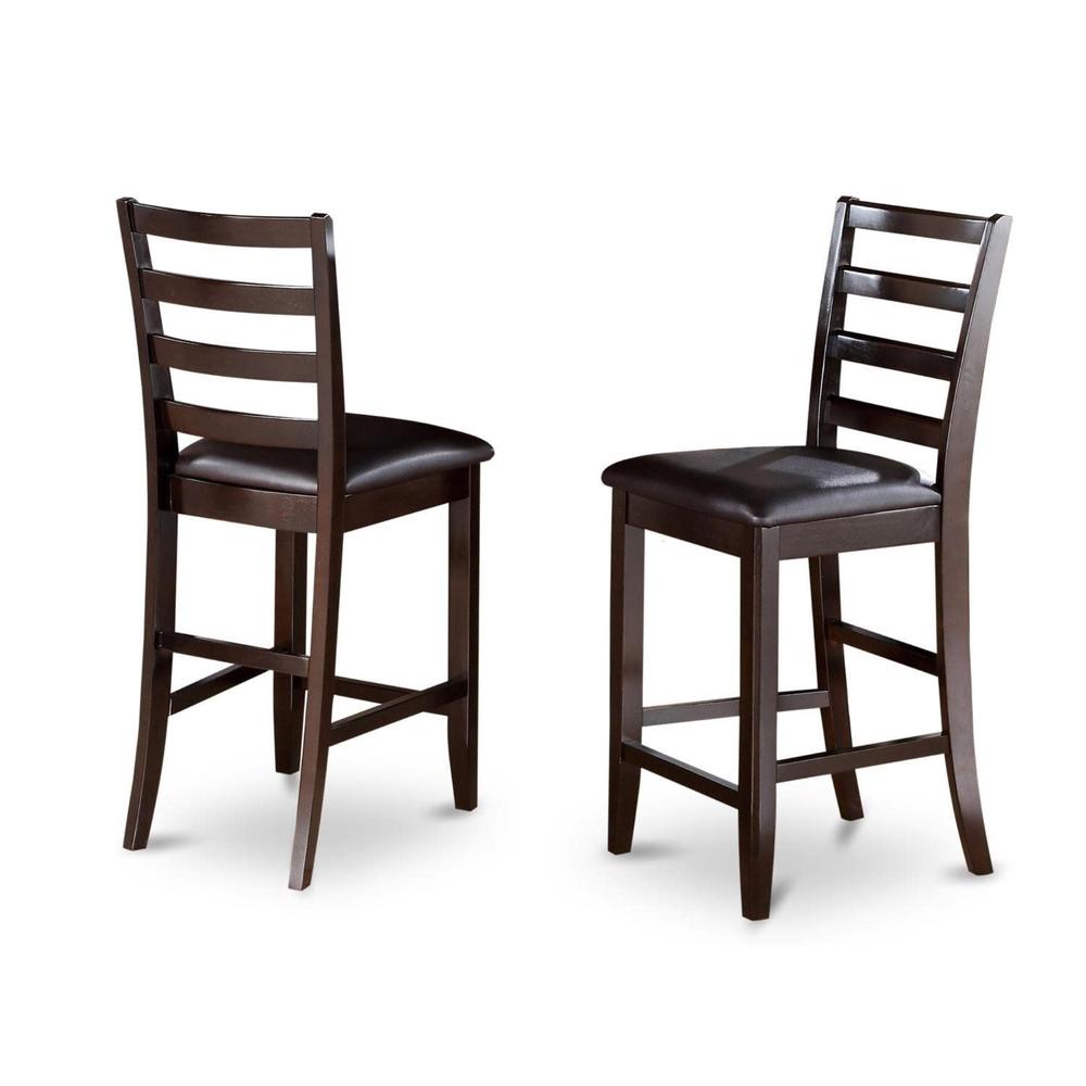 East West Furniture Set of 2 Chairs FAS-CAP-LC Fairwinds Faux Leather Upholstered Seat Stool with lader back