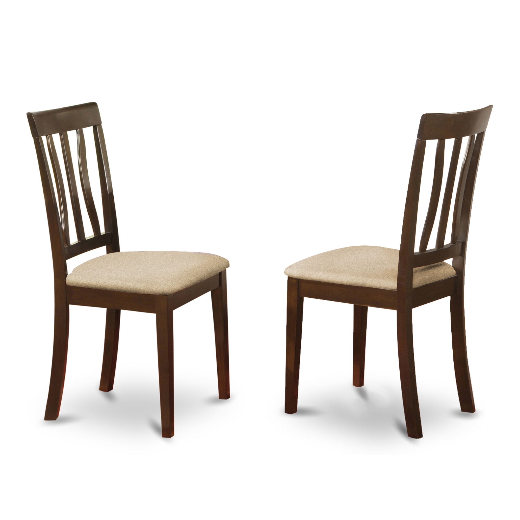 East West Furniture Set of 2 Chairs ANC-CAP-C Antique dining room chair for kitchen With Cushion Seat in Cappuccino Finish