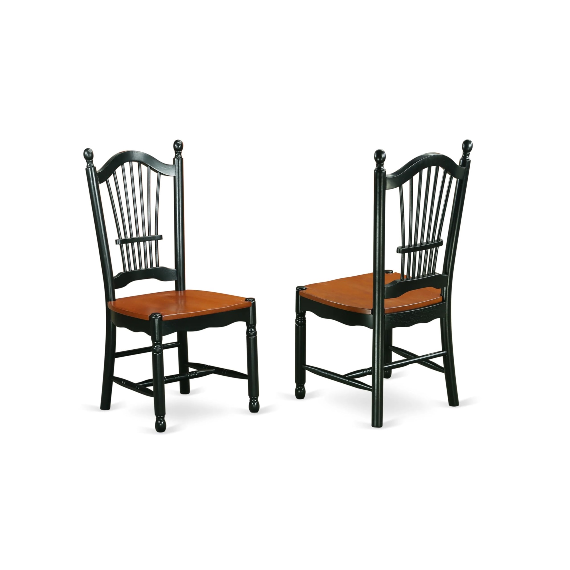 East West Furniture Set of 2 Chairs DOC-BCH-W Dover Dining Room Chairs With Wood Seat - Finished in Black and Cherry