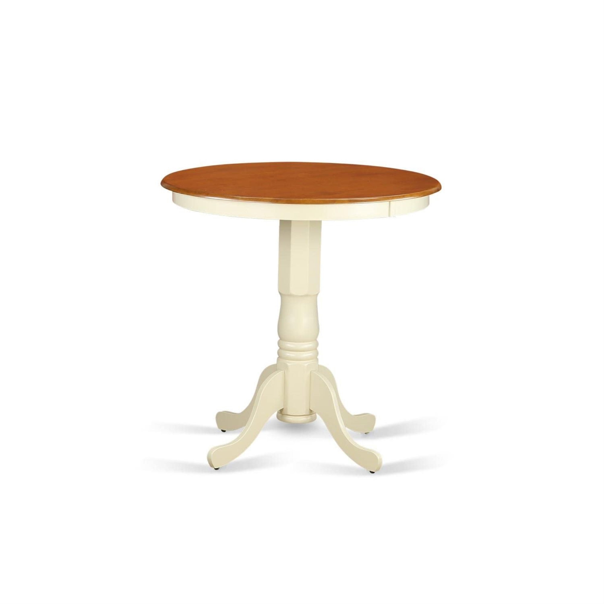 East West Furniture EDT-WHI-TP round counter height Table in linen white