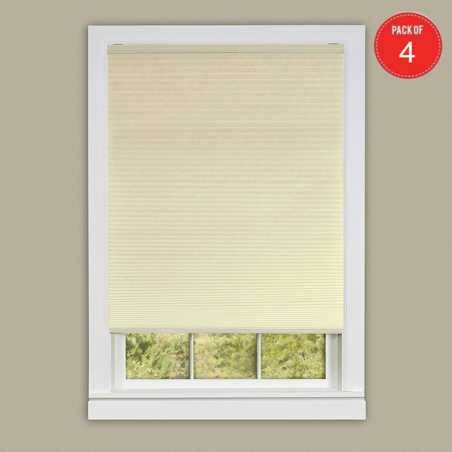 Achim Home Furnishings Honeycomb Pleated Cordless Window Shade, 33 by 64-Inch, Alabaster (Pack of 4)