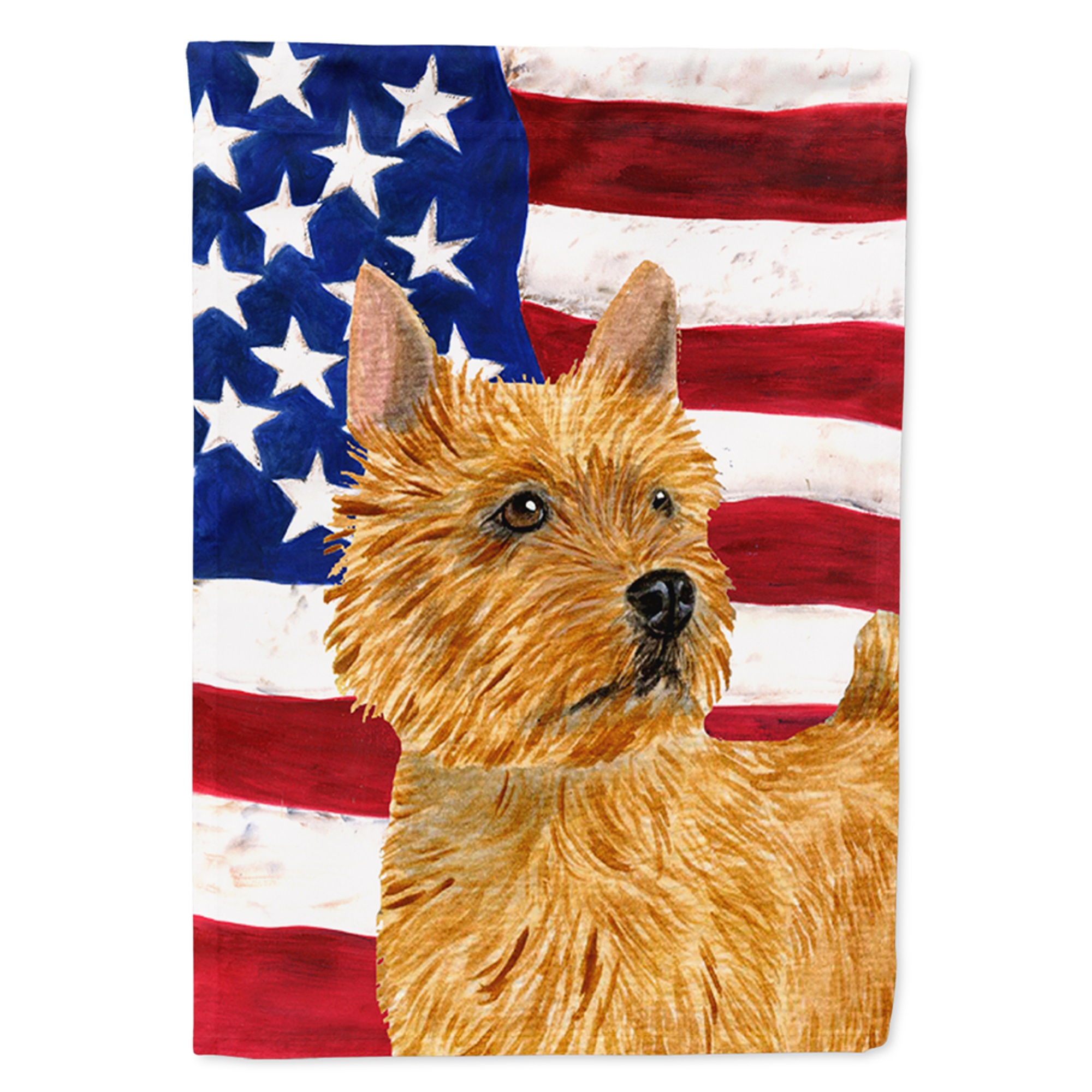Caroline's Treasures "Caroline's Treasures SS4026CHF USA American Flag with Norwich Terrier Canvas House Flag, Large, Multicolor"