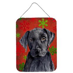 Caroline's Treasures SC9404DS1216 12 x 16 in. Labrador Red And Green Snowflakes Holiday Christmas Aluminium Metal Wall Or Door Hanging Prints