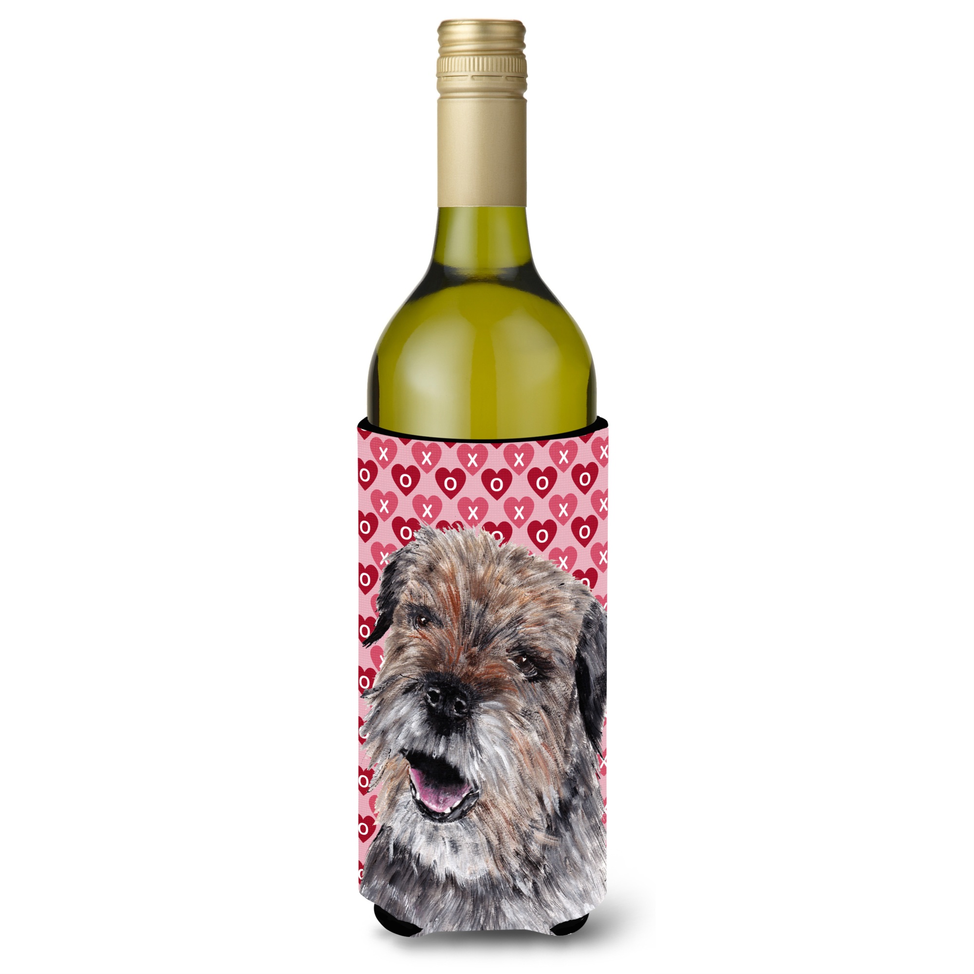 Caroline's Treasures Border Terrier Valentine'S Love Wine Bottle Beverage Insulator Beverage Insulator Hugger