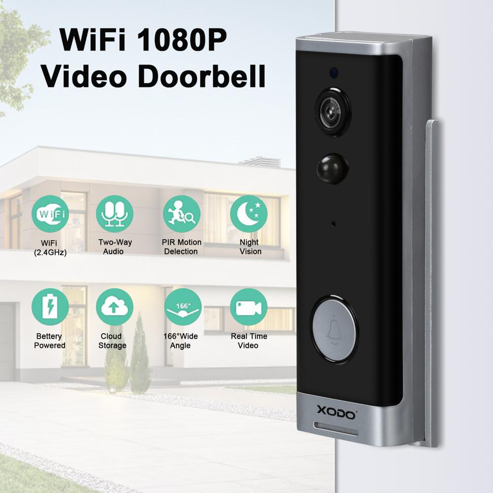 Contixo XODO VD1 Smart Home Wireless Security Camera with Night Vision - Waterproof Video Doorbell/WiFi 1080P HD 166Wide Angel/2-Way