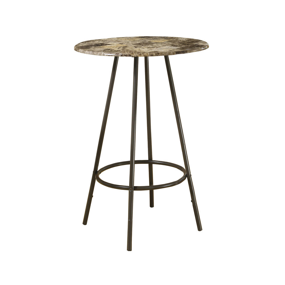 Monarch Specialties Home Bar, Bar Table, Bar Height, Pub, 30" Round, Small, Kitchen, Metal, Laminate, Brown Marble Look, Contemporary, Modern