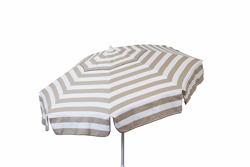 HEININGER Italian 6 ft Umbrella Acrylic Stripes Khaki and White-Patio Pole