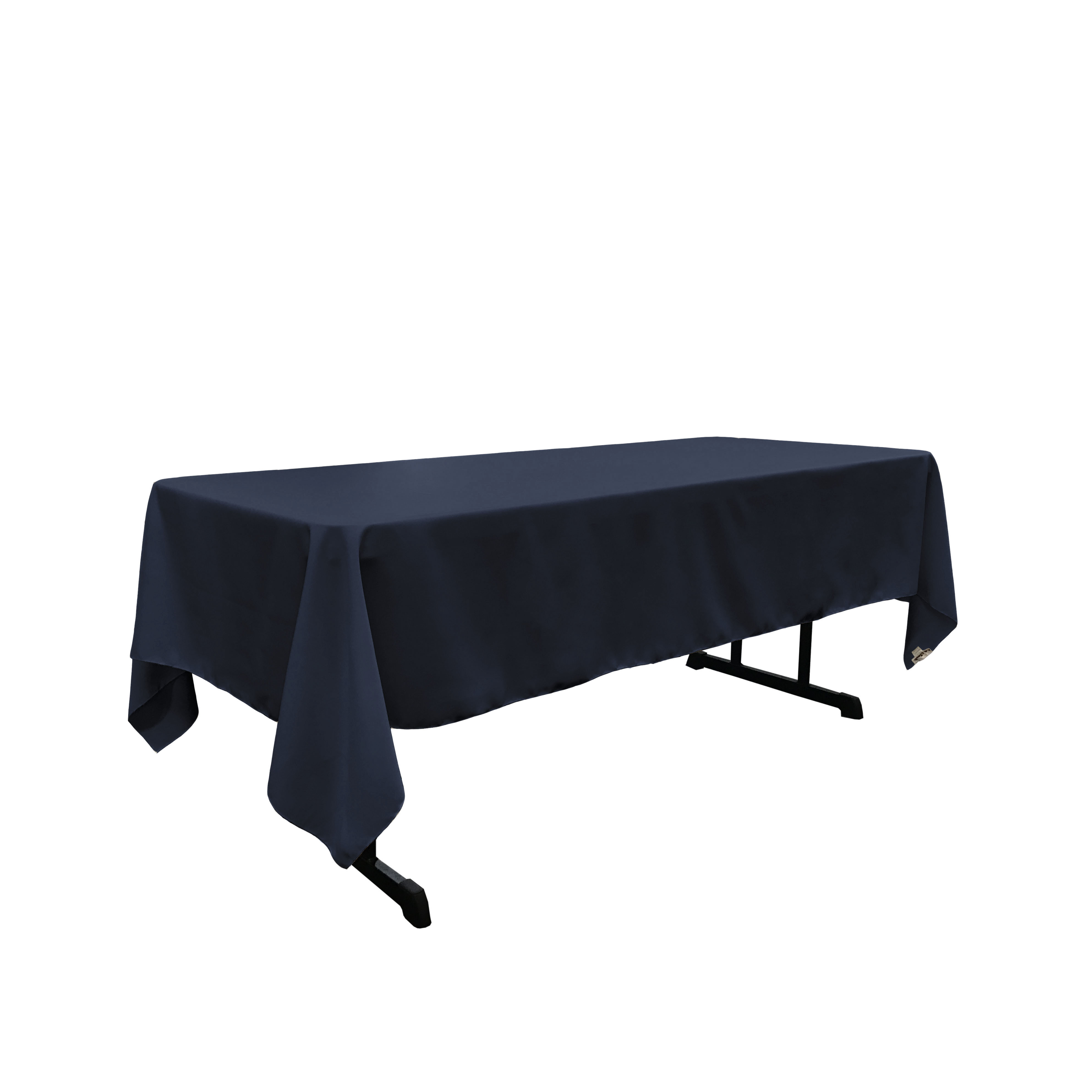 LA Linen Polyester Poplin Rectangular Tablecloth 60"x144", Navy Blue