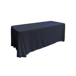 LA Linen TCpop90x132-NavyP72 Polyester Poplin Rectangular Tablecloth&#44; Navy - 90 x 132 in.