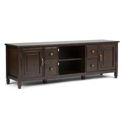 Simpli Home Connaught Solid Wood 72 inch Wide Traditional TV Media Stand in Dark Chestnut Brown For TVs up to 80 inches
