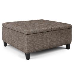 Armen Living Corbett Coffee Table Storage Ottoman Round