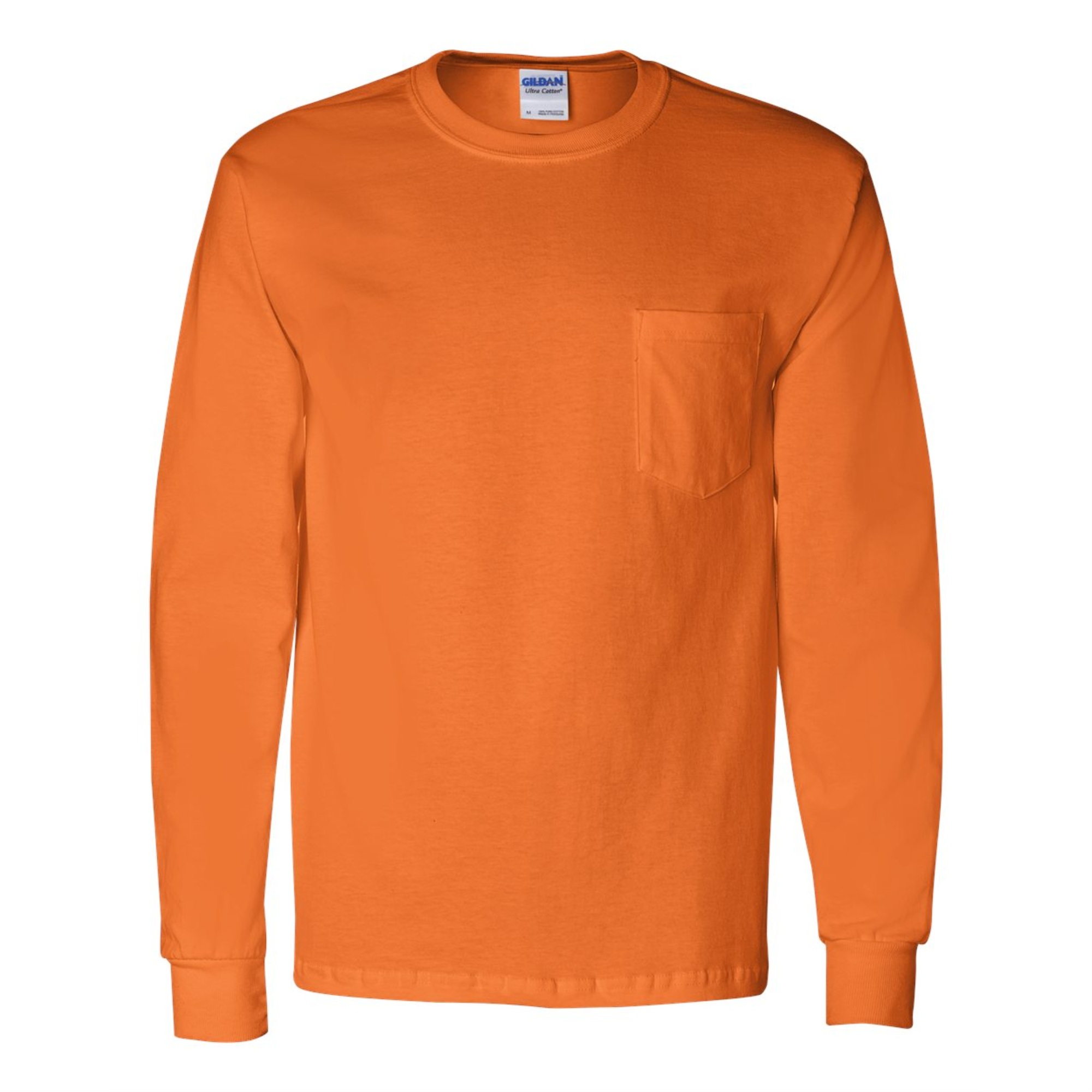 Gildan Ultra Cotton Long Sleeve Pocket T-Shirt - 3XL / Safety Orange