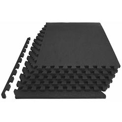 ProSource Extra Thick Puzzle Exercise Mat, 1", EVA Foam Interlocking Tiles, Black