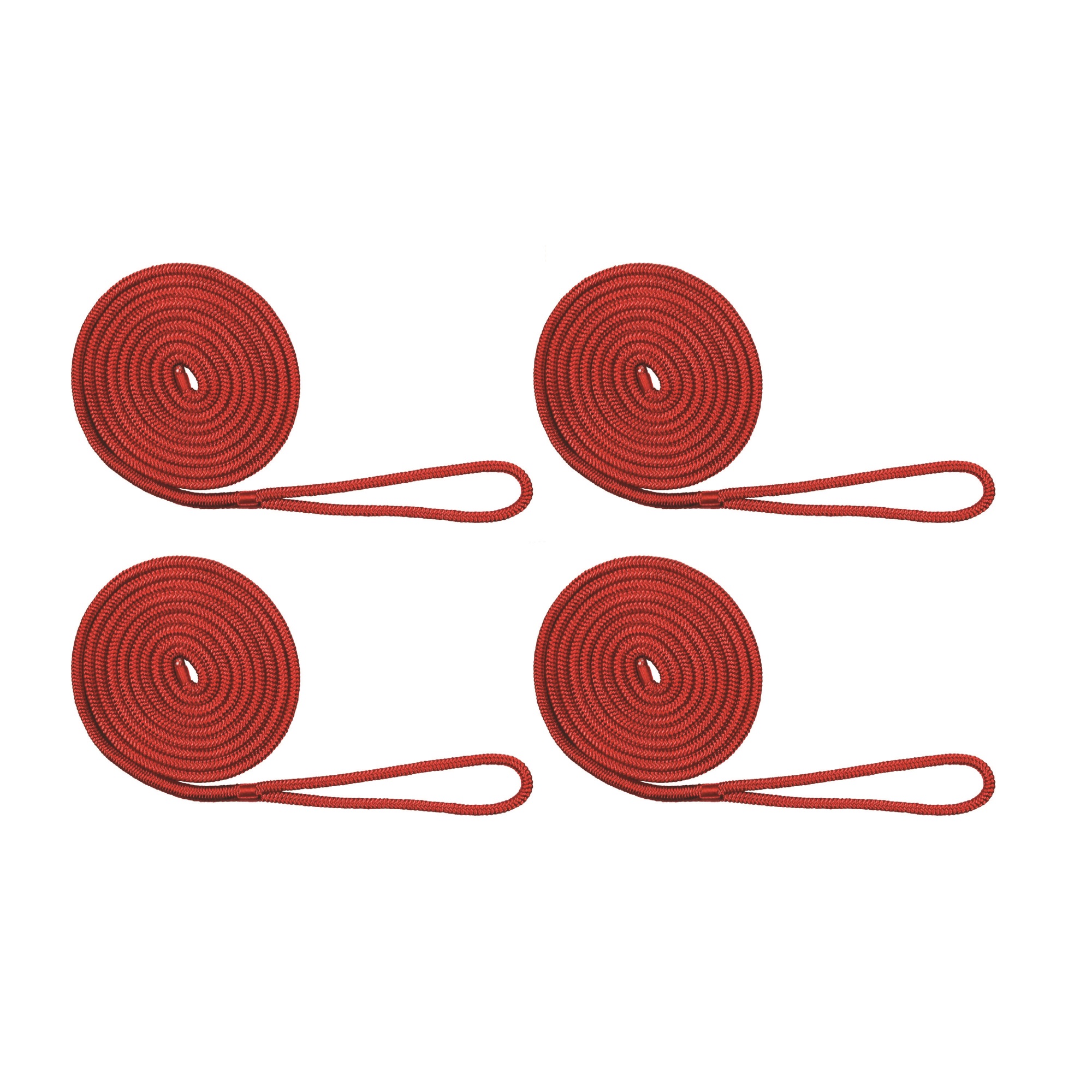 Extreme Max 3006.3008 BoatTector Double Braid Nylon Dock Line Value 4-Pack - 3/8" x 15', Red