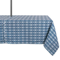 Design Imports DII Blue Ikat Outdoor Tablecloth With Zipper