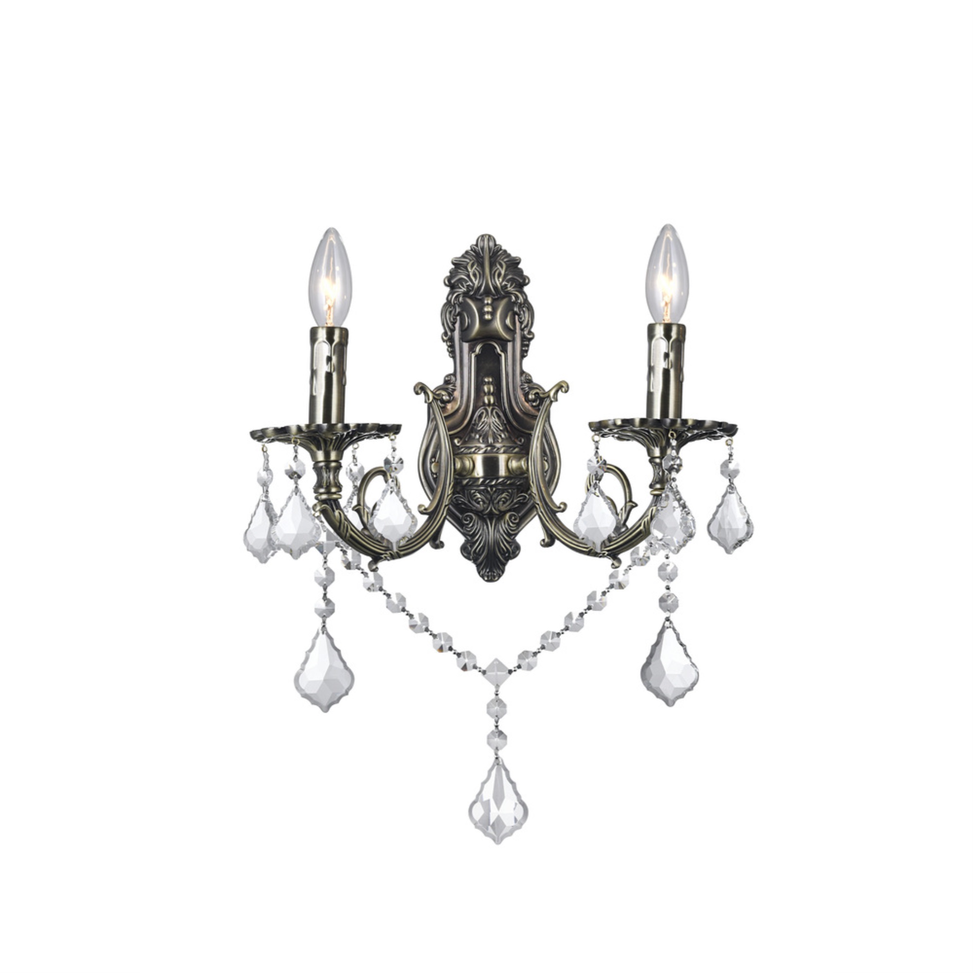 CWI Lighting 2 Light Wall Sconce with Antique Brass finish