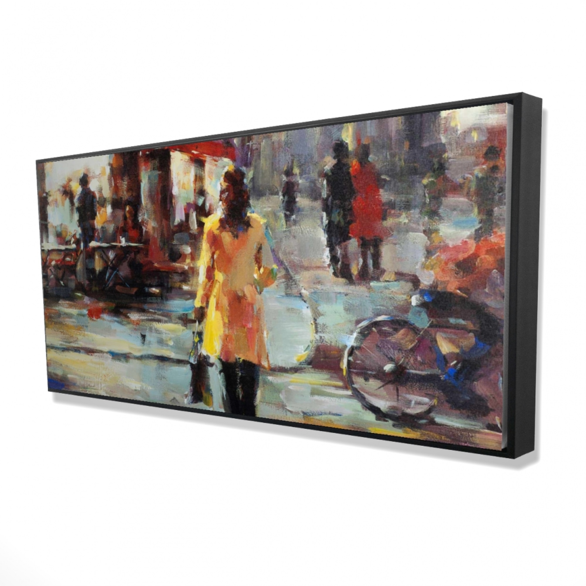 Begin WOMAN WALKING IN PARIS - Framed Print on canvas by Begin Edition