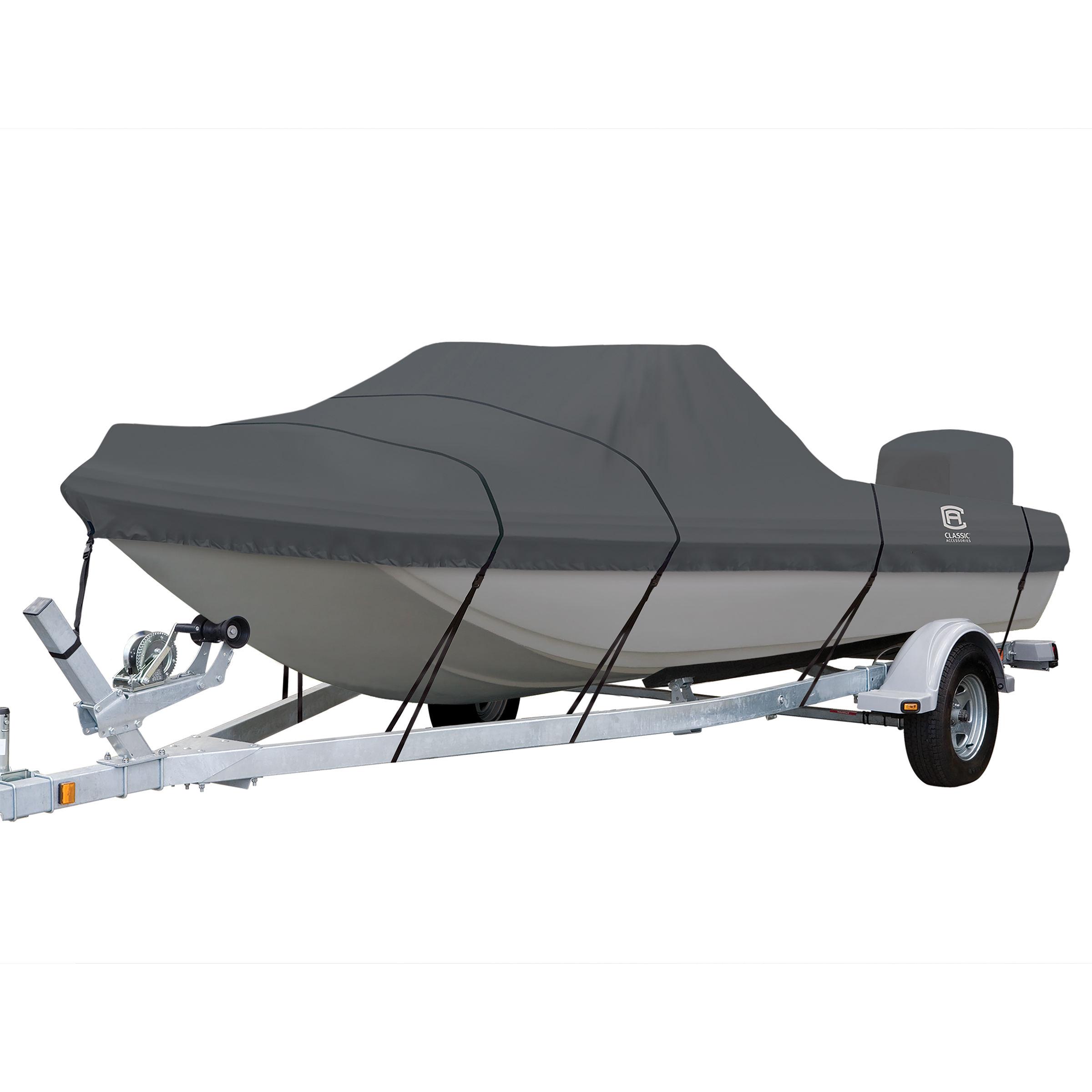 Classic Accessories Tri-Hull Outboard Cover, Support Pole, Fits Boats 210"-222"x92", Model D3