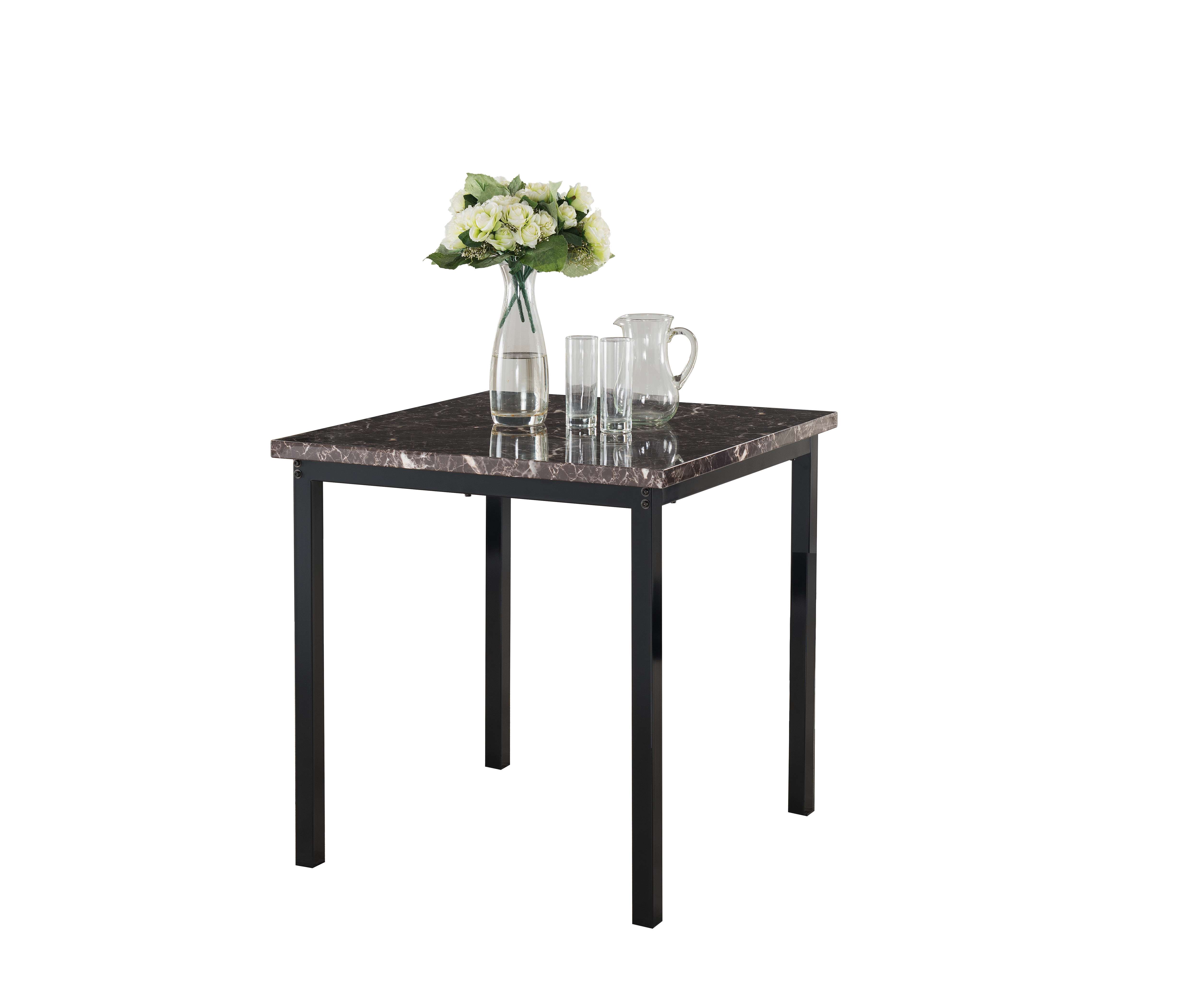 Pilaster Designs - Black Metal / Marble Finish Top Square Dining Room - Kitchen Table (30 x 30)