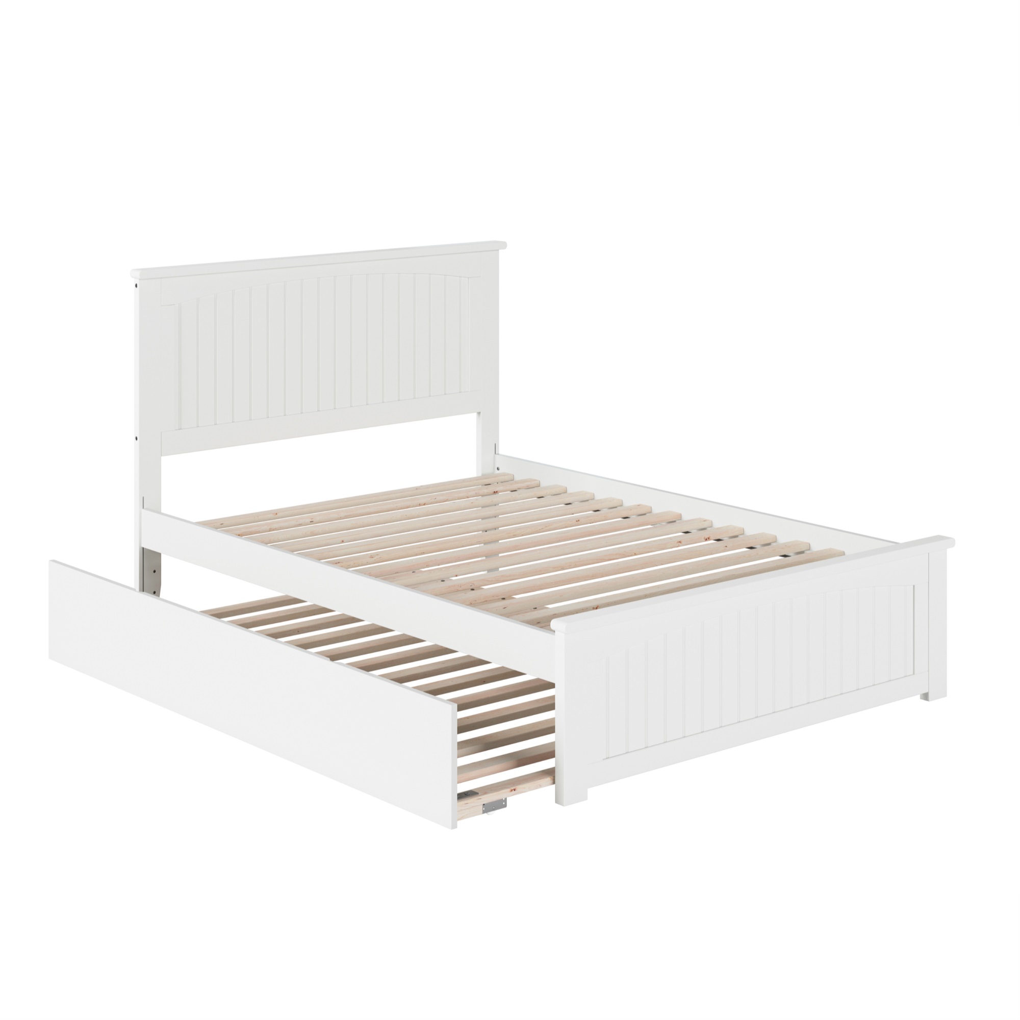 Atlantic Full Platform Bed, Matching Foot Board, Full Size Urban Trundle Bed, White