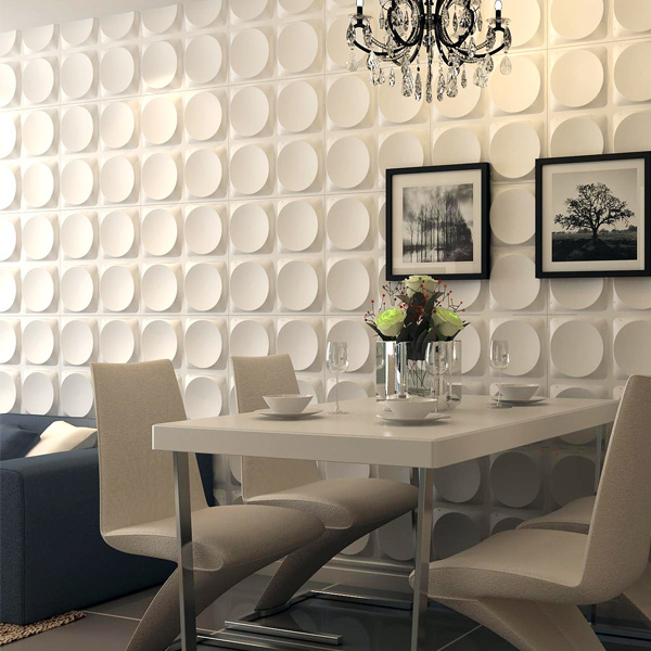 Art3d A10017 - Modern 3D White Wall Panels, Moon Surface Design, 12 Tiles 32 SF