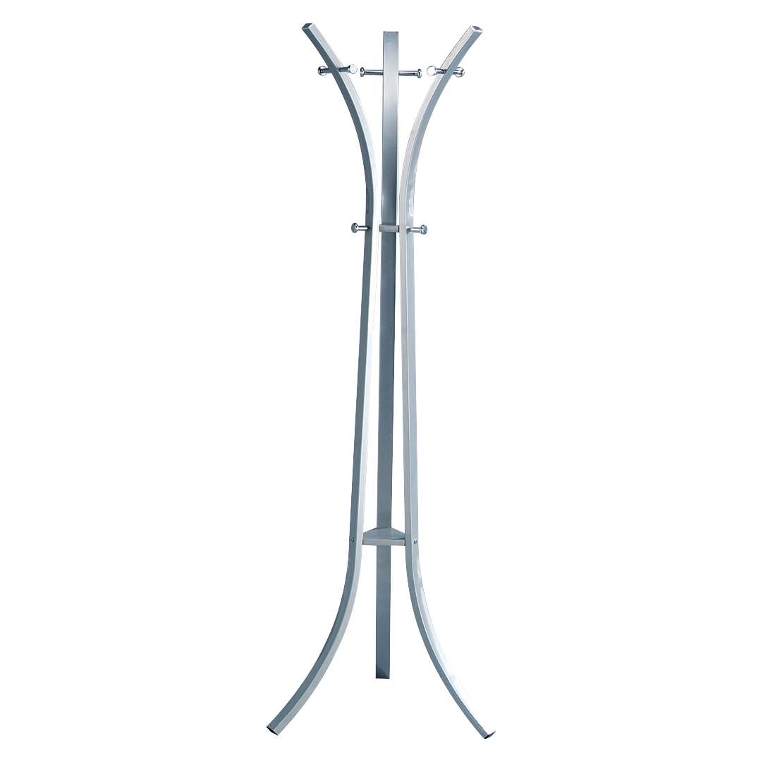 Pilaster Designs, Silver, Chrome Finish Metal Coat Rack With Hat Stand