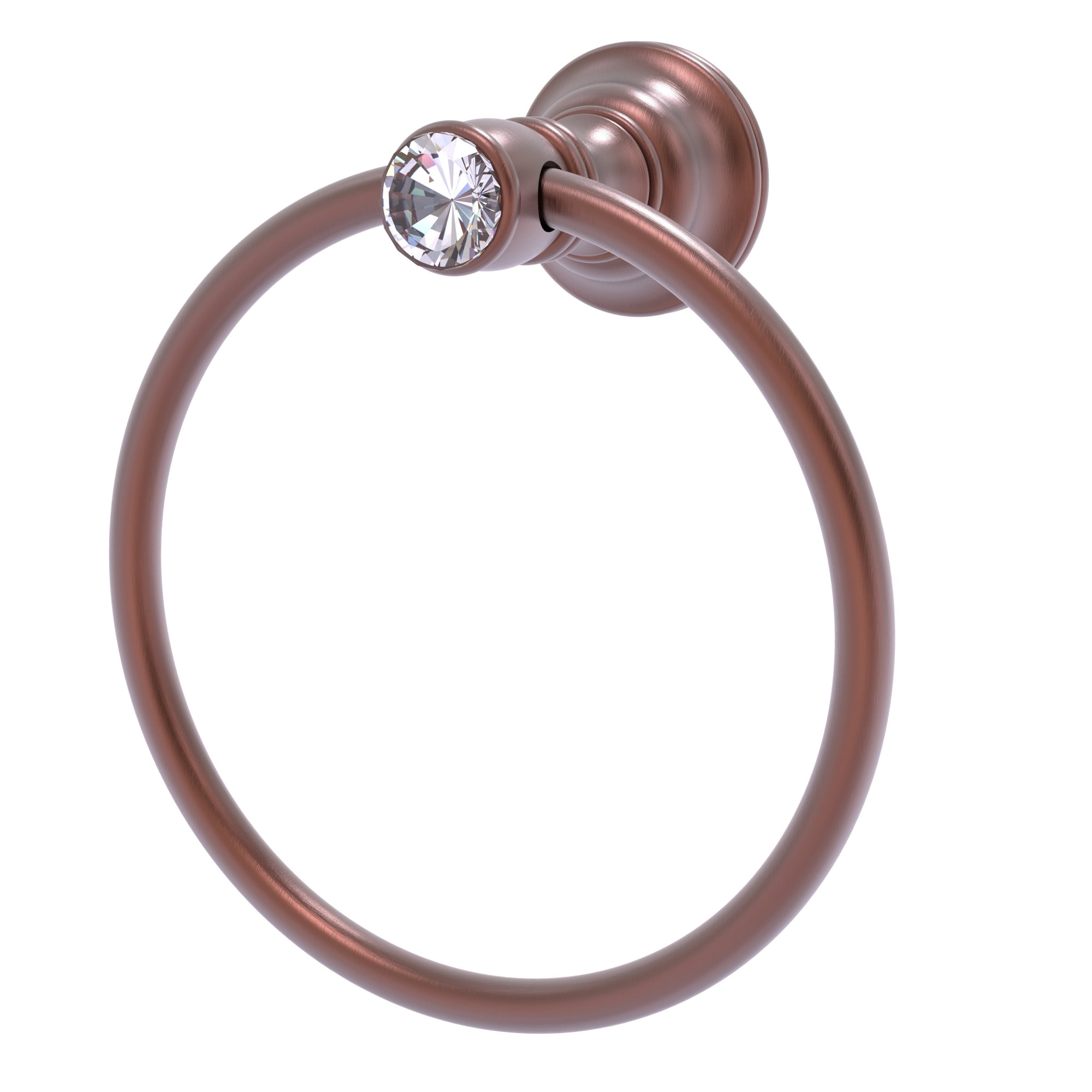 Allied Brass Carolina Crystal Collection Towel Ring - Antique Copper