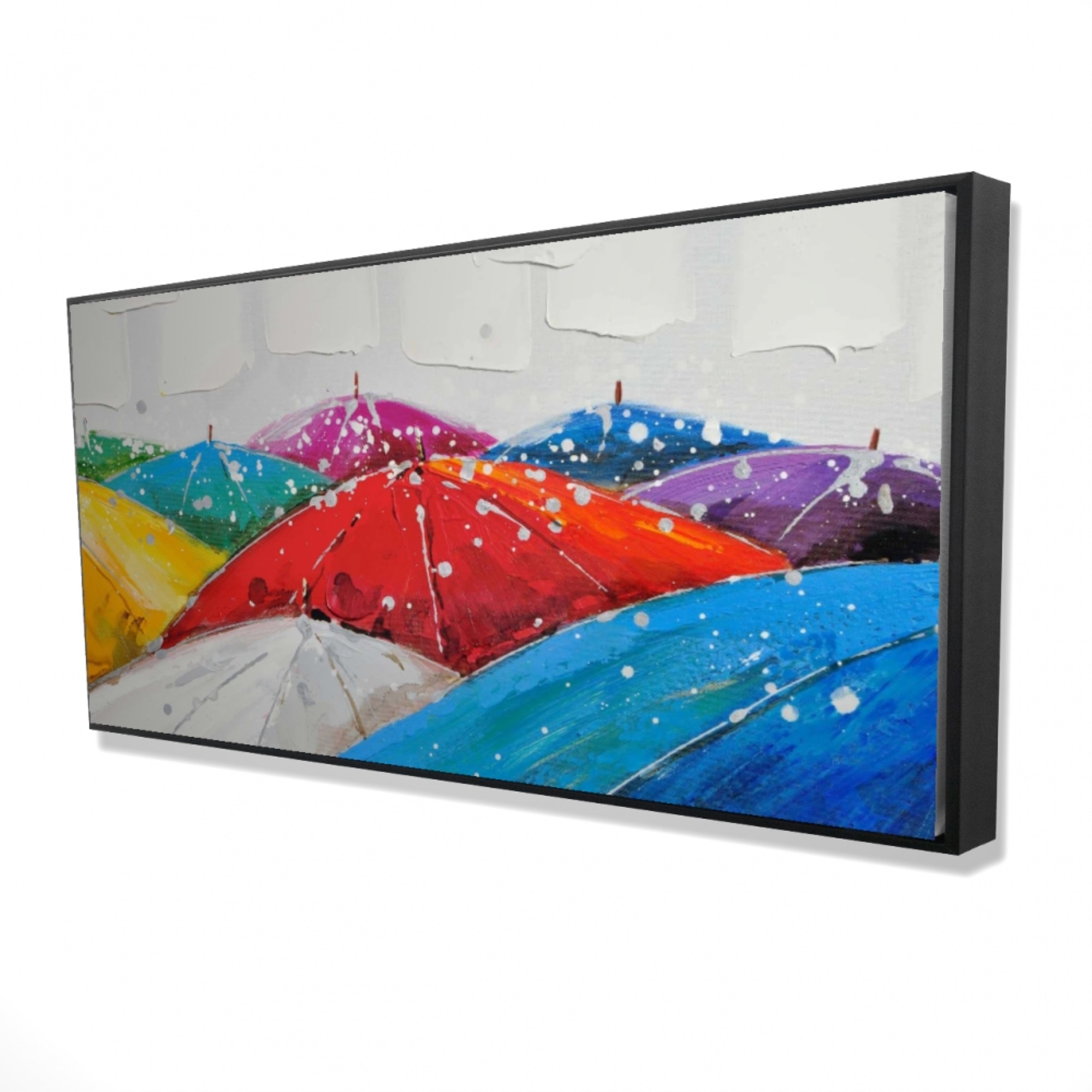 Begin COLORFUL UMBRELLAS - Framed Print on canvas by Begin Edition